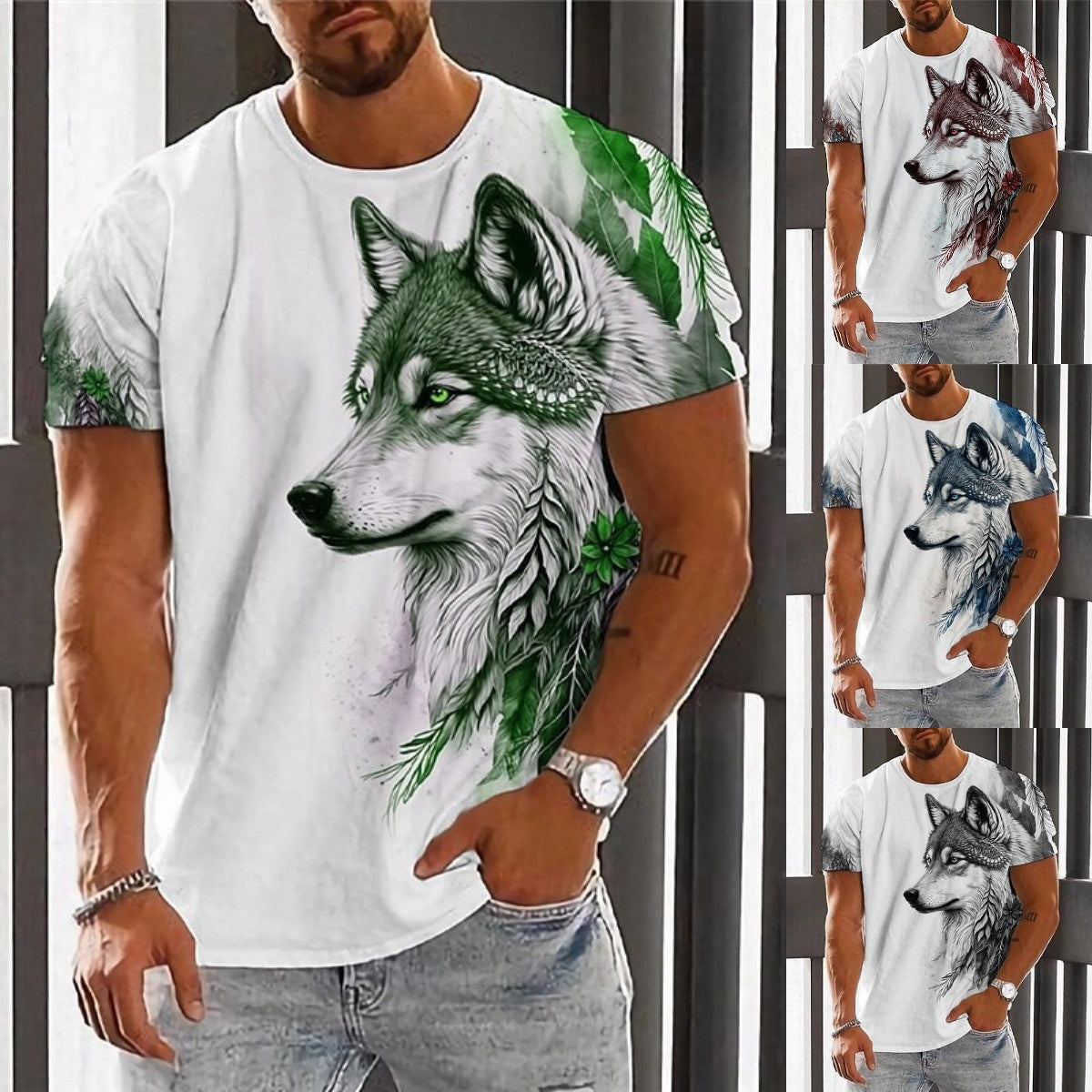 【2XS-6XL】👕👕 Muška majica s printom vukova