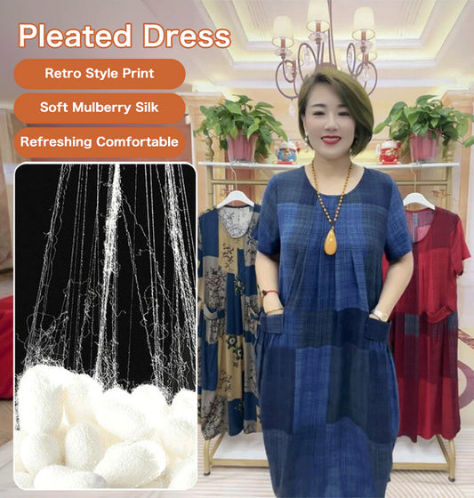 👗❤️【50-100 kg】2025 karirana putna haljina, ležerna modna udobna haljina za mamu