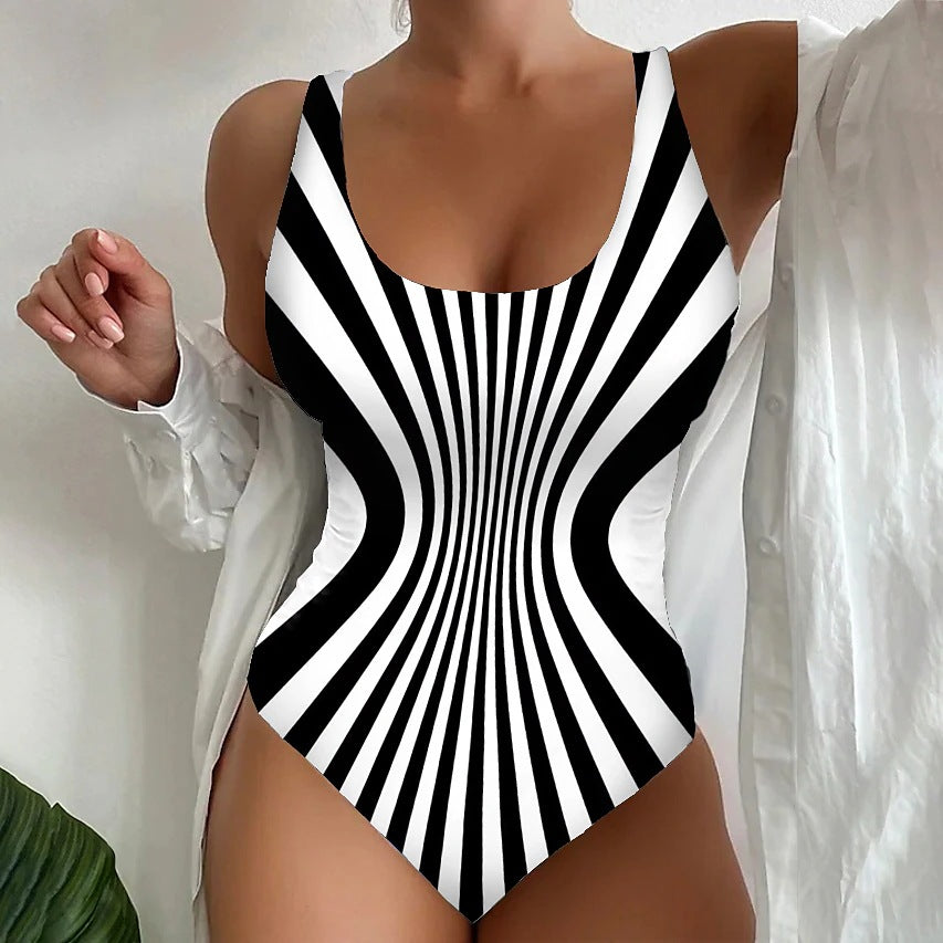 🥰【Snížená akční cena, časově omezená nabídka】🔥🔥【S~6XL】Sexy jednodílné plavky s pruhovaným vzorem 
