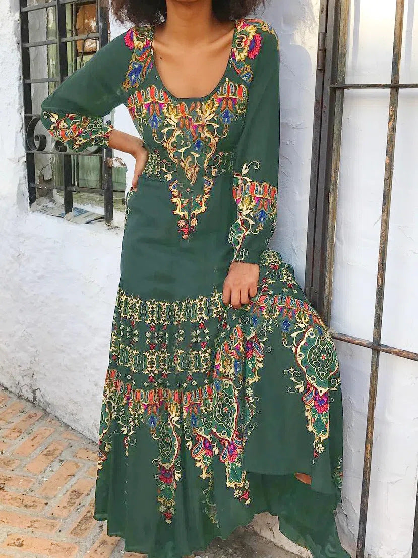🔥👗【49% sleva】【S-3XL】 Zimní nové dámské šaty s etnickým potiskem 