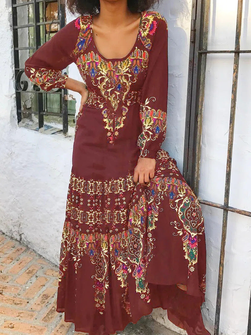 🔥👗【49% sleva】【S-3XL】 Zimní nové dámské šaty s etnickým potiskem 