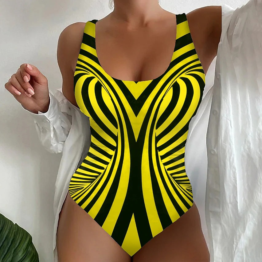 🥰【Snížená akční cena, časově omezená nabídka】🔥🔥【S~6XL】Sexy jednodílné plavky s pruhovaným vzorem 