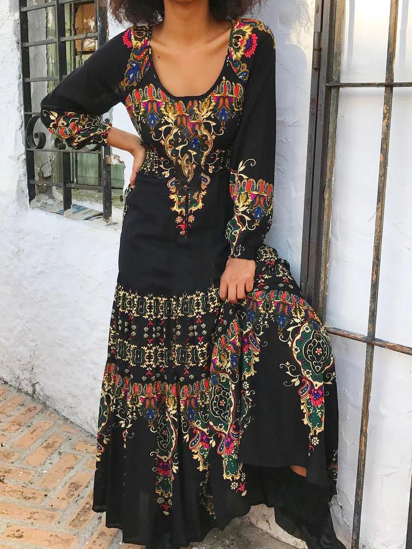 🔥👗【49% sleva】【S-3XL】 Zimní nové dámské šaty s etnickým potiskem 