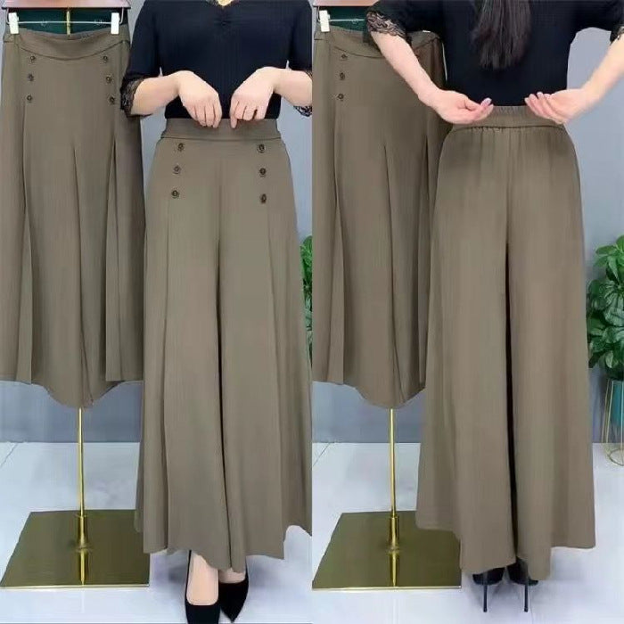 💖【M-5XL】Modna ženska suknja širokih nogavica s visokim strukom na draperiju