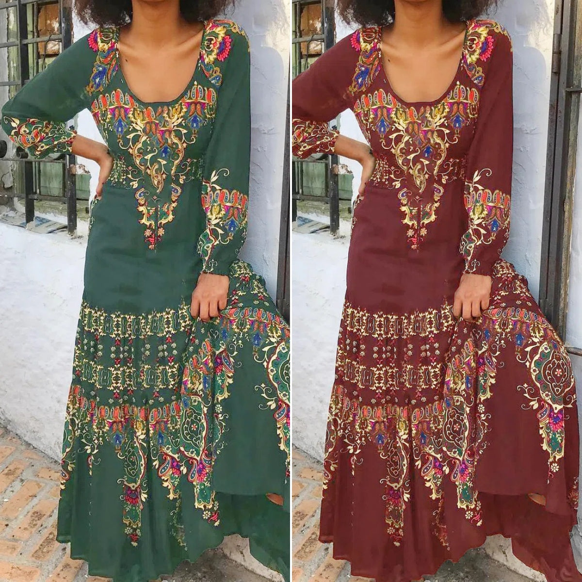 🔥👗【49% sleva】【S-3XL】 Zimní nové dámské šaty s etnickým potiskem 