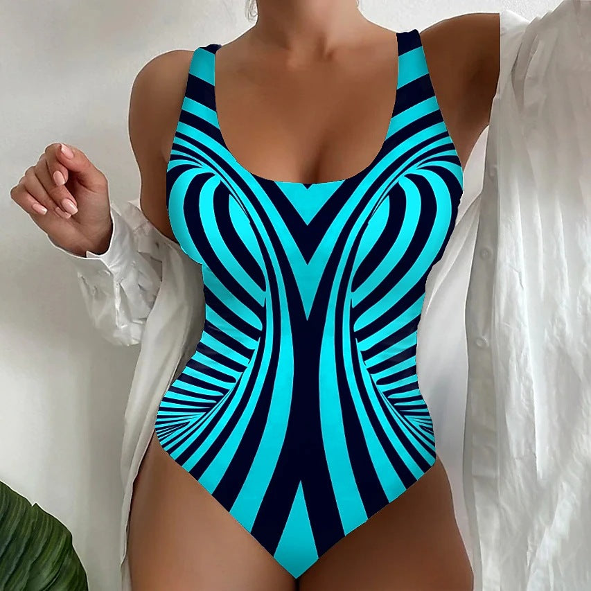 🥰【Snížená akční cena, časově omezená nabídka】🔥🔥【S~6XL】Sexy jednodílné plavky s pruhovaným vzorem 
