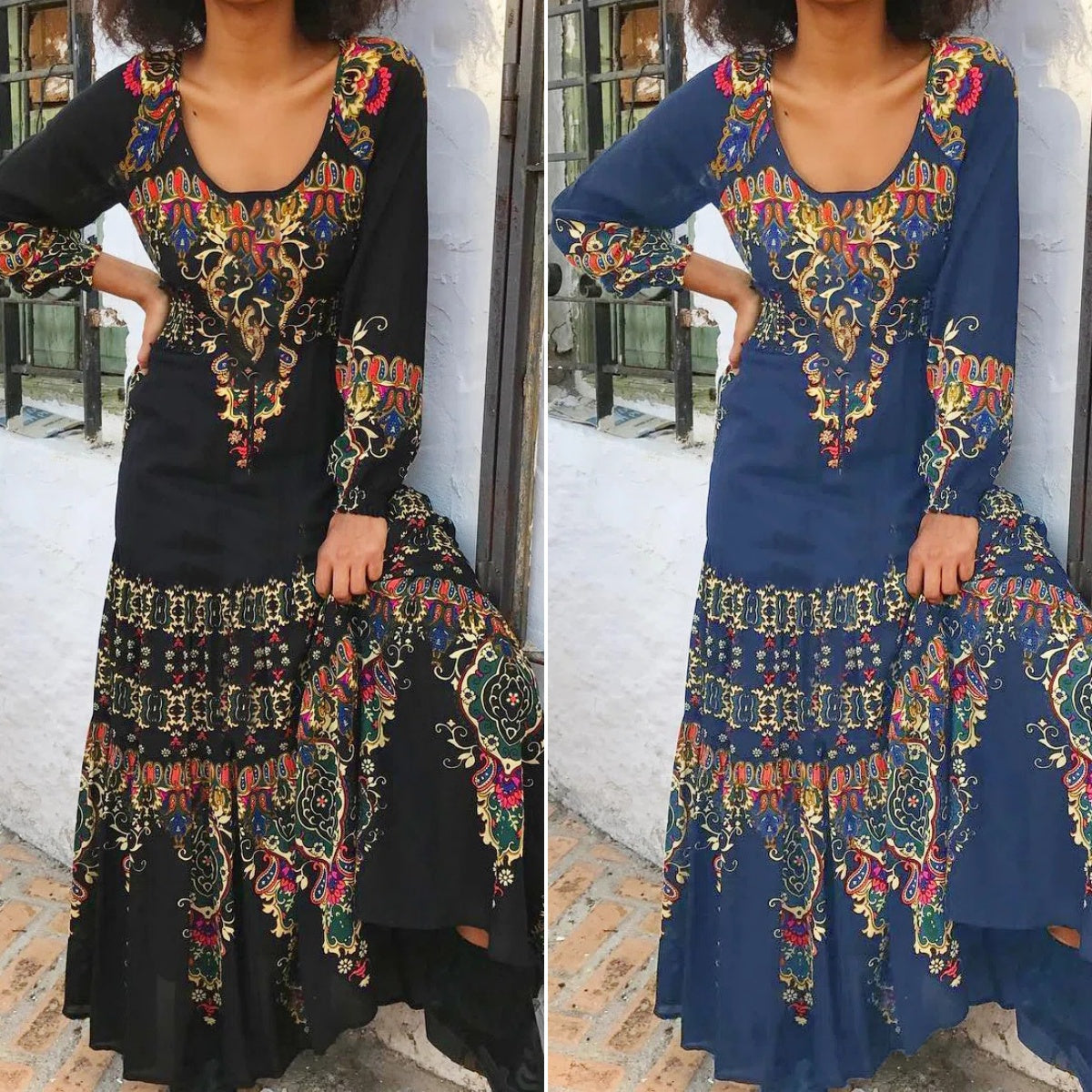 🔥👗【49% sleva】【S-3XL】 Zimní nové dámské šaty s etnickým potiskem 